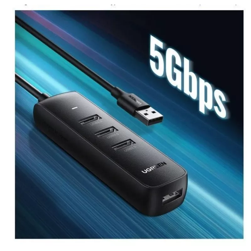 UGREEN hub USB 4-in-1 4x USB-A 3.0 PD DC 12V 0,25m nero (CM416 10915)