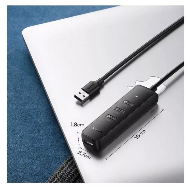 UGREEN hub USB 4-in-1 4x USB-A 3.0 PD DC 12V 0,25m nero (CM416 10915)