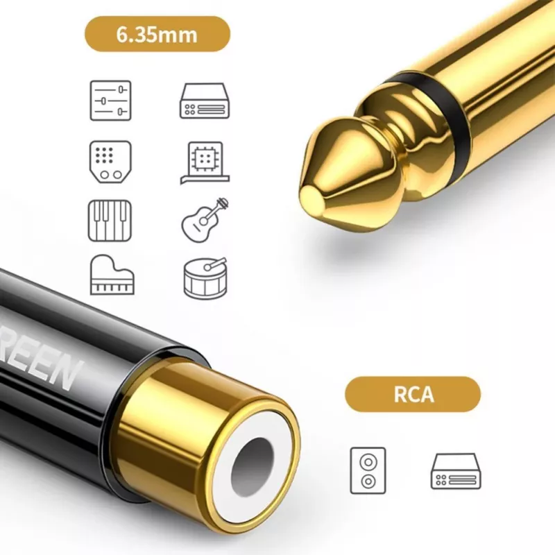 UGREEN adattatore jack 6,35 mm a connettore femmina RCA oro AV169 80731