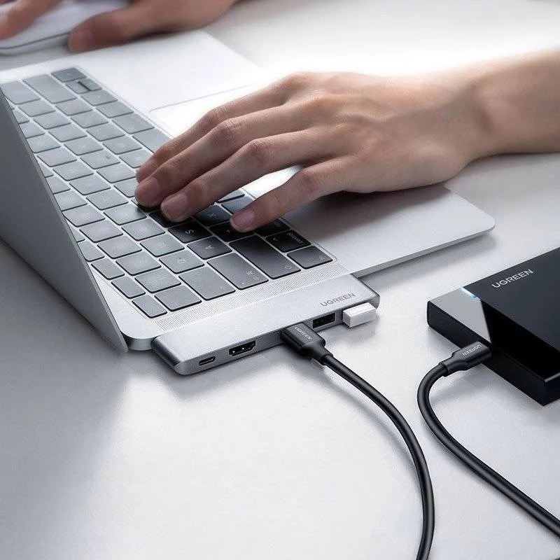 UGREEN 60559 hub USB-C 5-in-2 per MacBook Pro/Air, USB-C PD 100W, HDMI 4K, 3x USB 3.0