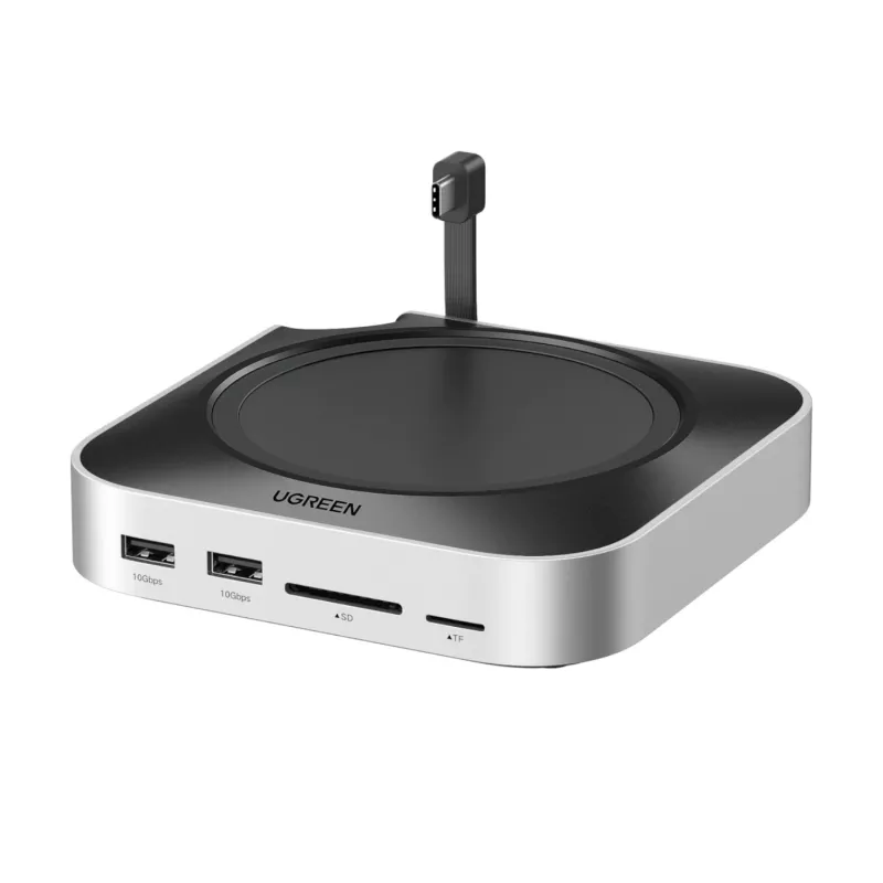 UGREEN 65487 Docking Station USB-C 11-in-1 per Mac Mini M4/M4 Pro con alloggiamento M.2-SSD, Space Grey