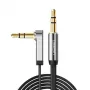 Cavo aux piatto AV119 UGREEN 3,5 mm con connettore ad angolo retto, 2 m - nero/argento