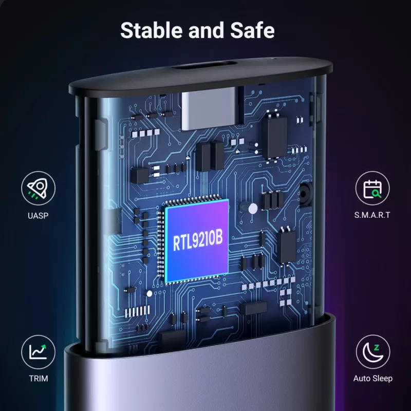 UGREEN CM400-90264 Case per SSD M.2 NVMe/SATA 10Gbps USB-C 3.2 Gen 2 senza attrezzi in alluminio argento