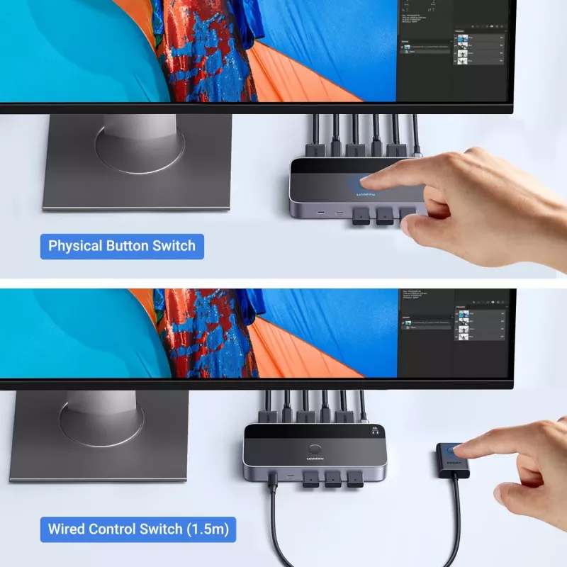 UGREEN CM664 switch KVM HDMI 2x1 4K@60Hz nero