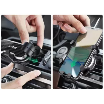 UGREEN Gravity supporto auto per telefono per cruscotto parabrezza, supporto universale per smartphone con ventosa forte, rotazione 360°, braccio telescopico, sblocco con un pulsante, nero