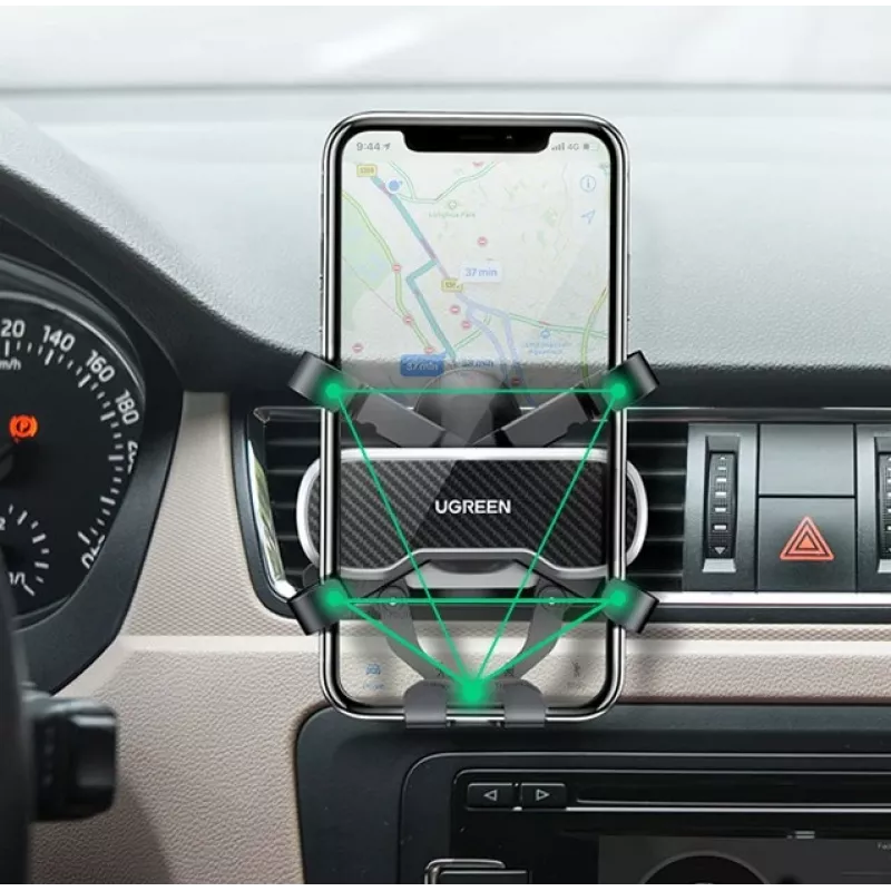 UGREEN Gravity supporto auto per telefono per cruscotto parabrezza, supporto universale per smartphone con ventosa forte, rotazione 360°, braccio telescopico, sblocco con un pulsante, nero