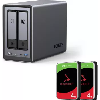 UGREEN NASync DXP2800 NAS 2 vani con 8TB (2x Seagate IronWolf 4TB), Intel N100, 2.5GbE