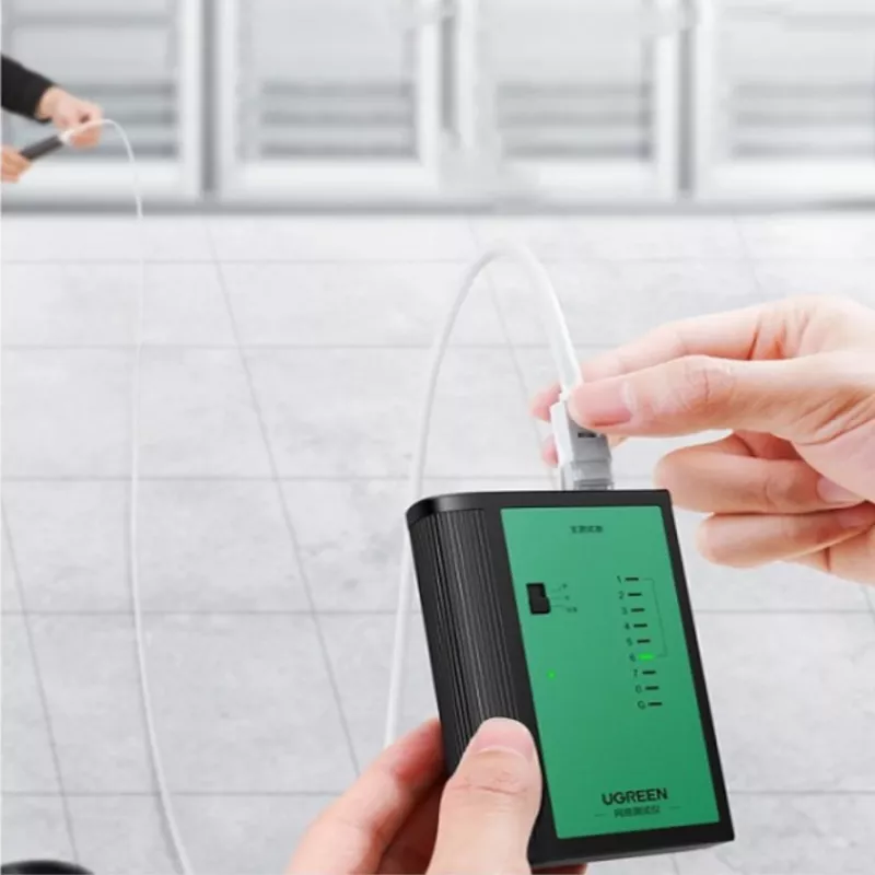 UGREEN Tester per cavi di rete e telefono RJ45 RJ11 tester di continuità per cavi Ethernet e telefonici Cat5 Cat5e Cat6 Cat6a Cat7 con indicatori LED, unità remota rimovibile, funzionamento a batteria 9V, NW167