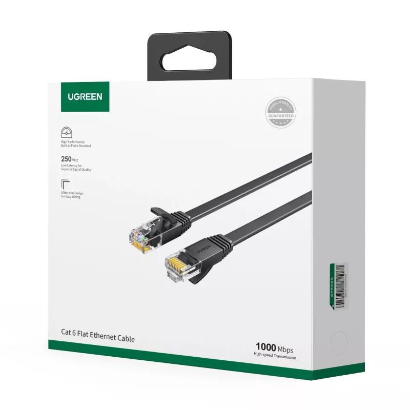 UGREEN NW102 Cavo Ethernet piatto Cat6 U/UTP 1m - Nero