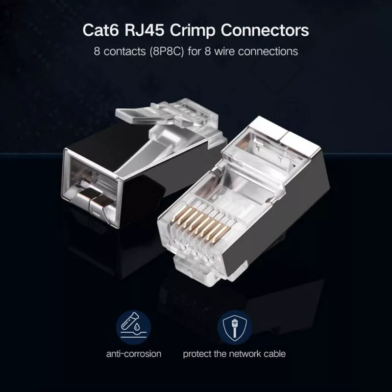 UGREEN NW111 Connettore maschio di rete Ethernet RJ45 Cat6 confezione da 100 - argento/trasparente