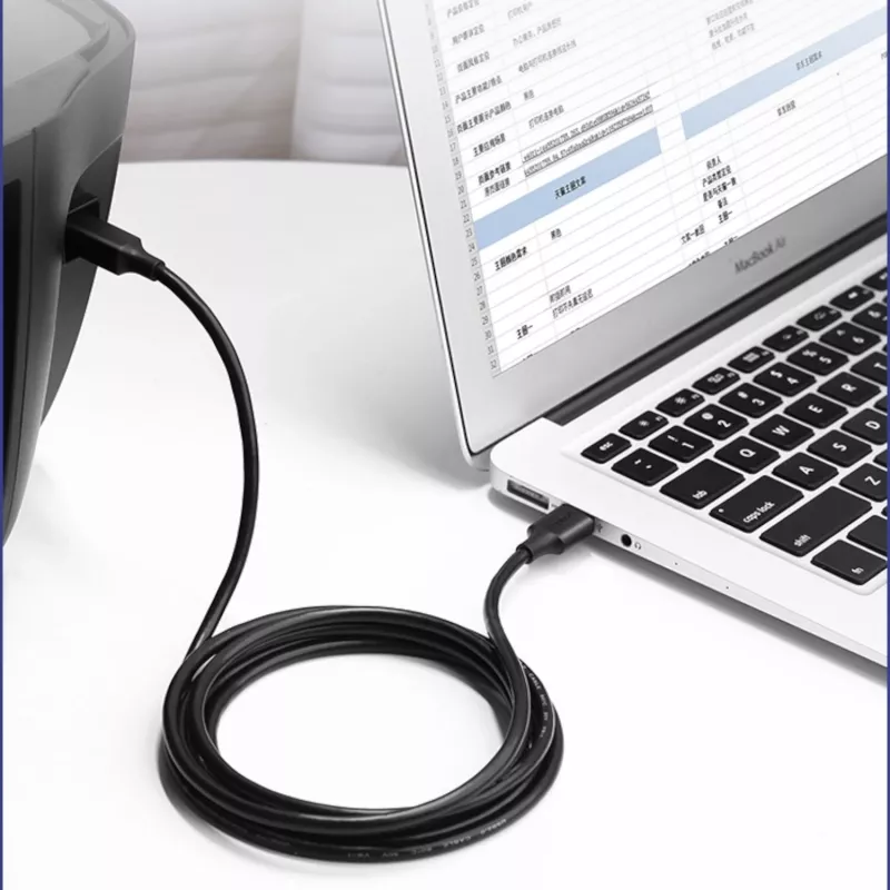 UGREEN US135 cavo USB 2.0 A-B, placcato oro, 2 m, nero