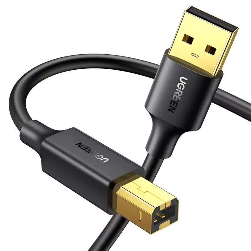 UGREEN US135 cavo USB 2.0 A-B, placcato oro, 2 m, nero