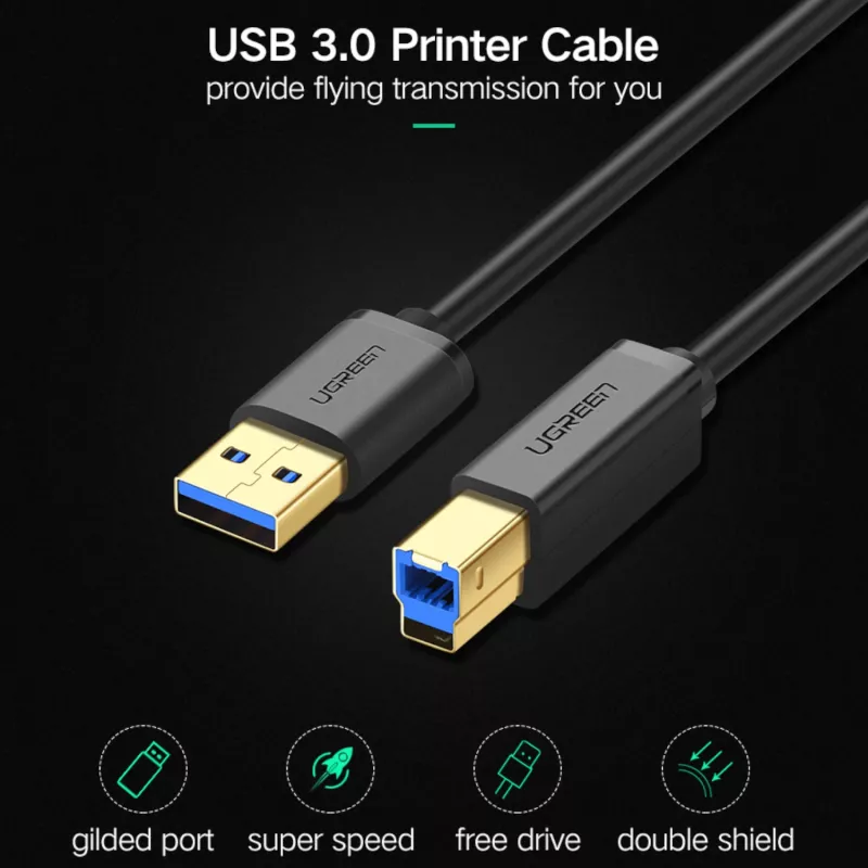 UGREEN US210 cavo USB 3.0 A a B, 2 m, nero