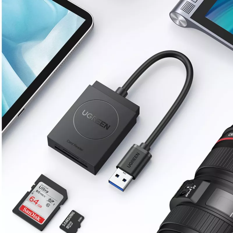 UGREEN Lettore di schede dual slot USB 3.0 per schede SD/TF – trasferimento dati 5 Gbit/s