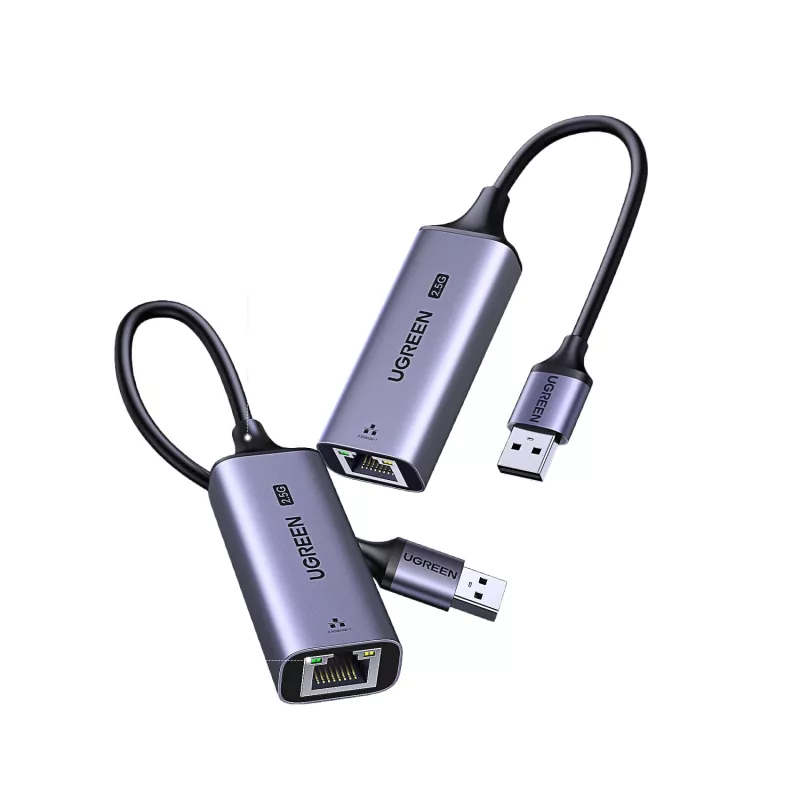 UGREEN Adattatore da USB-A 3.2 Gen 1 a Ethernet 2.5G, 2,5 Gbps RJ45 LAN, alluminio, Space Gray, Plug & Play, Realtek RTL8156B, cavo 10 cm