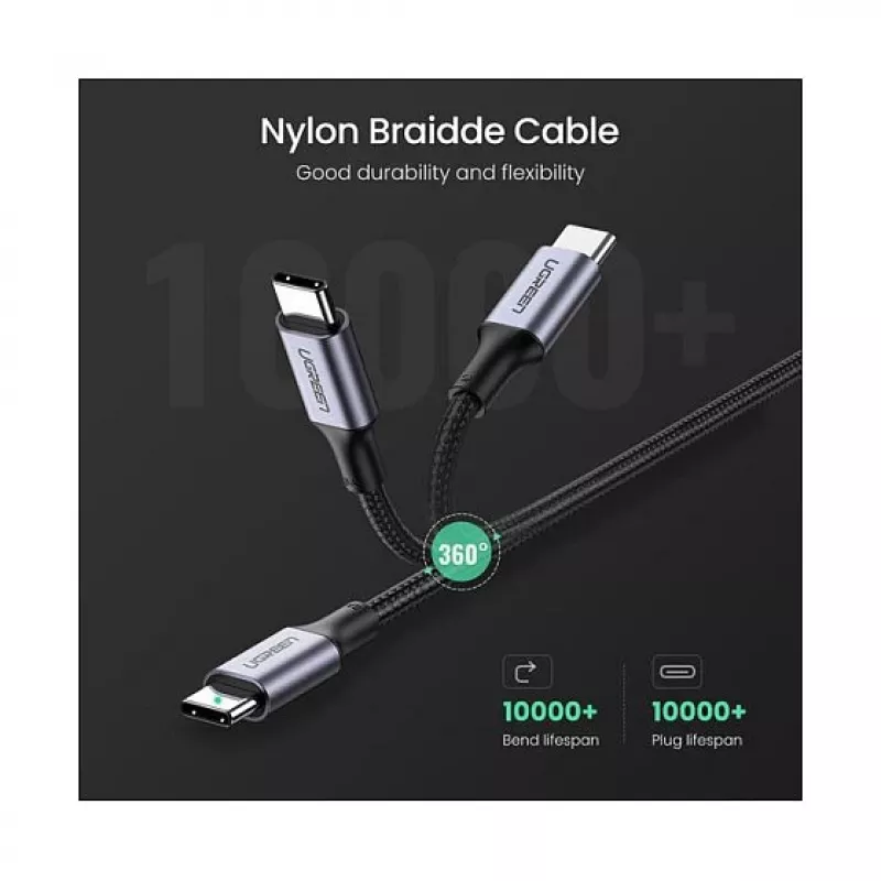 UGREEN Cavo di ricarica USB-C a USB-C 100W in nylon intrecciato 2m nero