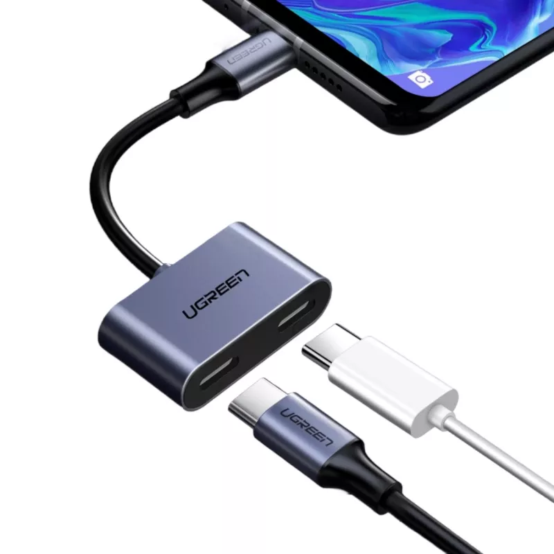 UGREEN Adattatore USB Type-C dual audio e ricarica (15W PD, splitter 2-in-1)