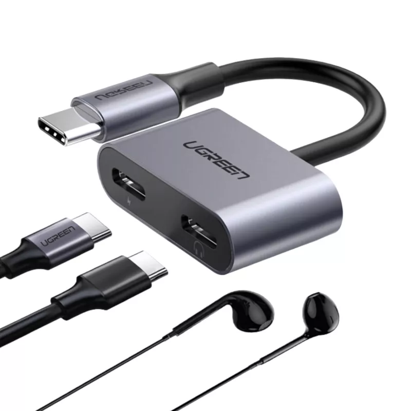 UGREEN Adattatore USB Type-C dual audio e ricarica (15W PD, splitter 2-in-1)
