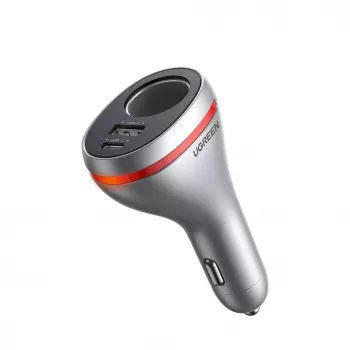 UGREEN caricabatterie auto USB Type-C / USB QC PD 24W con presa accendisigari 12V argento (CD204)