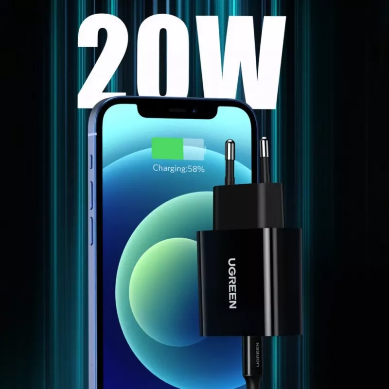 UGREEN Alimentatore da parete USB Type-C 20W Power Delivery nero (10191)