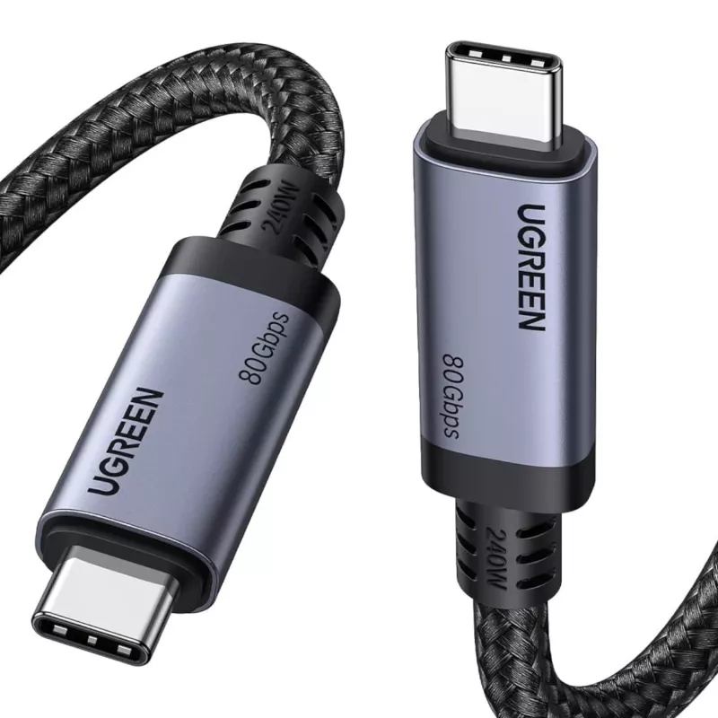 UGREEN Cavo USB4 USB-C a USB-C 240W 40Gbps 16K@60Hz 80Gbps compatibile Thunderbolt 4 1m nylon intrecciato