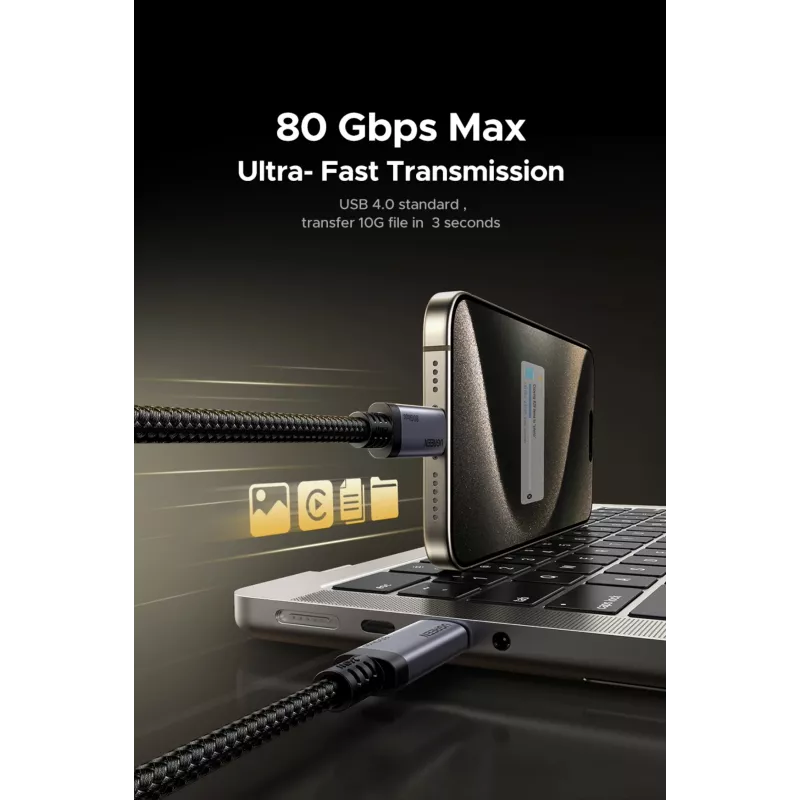 UGREEN Cavo USB4 USB-C a USB-C 240W 40Gbps 16K@60Hz 80Gbps compatibile Thunderbolt 4 1m nylon intrecciato