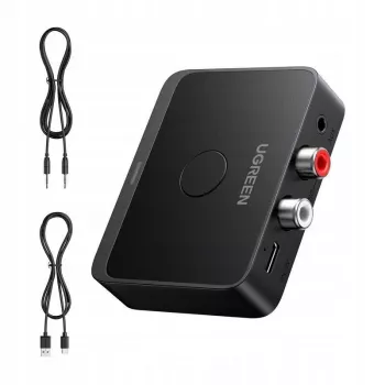 UGREEN 55545 Ricevitore audio Bluetooth 6.0 LDAC Hi-Res con uscita AUX 3,5 mm e 2x RCA, nero
