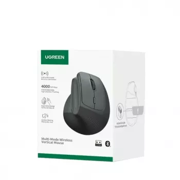 UGREEN Mouse verticale wireless, 2,4 GHz / Bluetooth 5.4, DPI regolabile, nero