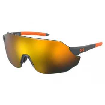 Under Armour UAHALFTIMEF2M Occhiali da sole unisex - montatura nera, lenti grigie, larghezza lente 65 mm, lunghezza asta 120 mm