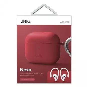 Uniq Nexo custodia per AirPods 3 + ganci in silicone per orecchie - rosso