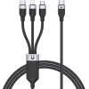 UNITEK cavo di ricarica 3-in-1 USB-A su Lightning, USB-C, Micro USB in nylon intrecciato 1,5 m nero