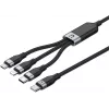 UNITEK cavo di ricarica 3-in-1 USB-A su Lightning, USB-C, Micro USB in nylon intrecciato 1,5 m nero