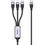 UNITEK cavo di ricarica 3-in-1 USB-A su Lightning, USB-C, Micro USB in nylon intrecciato 1,5 m nero