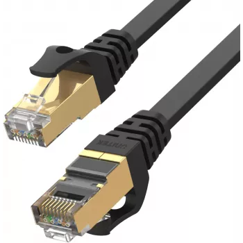 UNITEK Cavo patch Ethernet flat Cat.7 SSTP 1m nero RJ45 10Gbps 600MHz