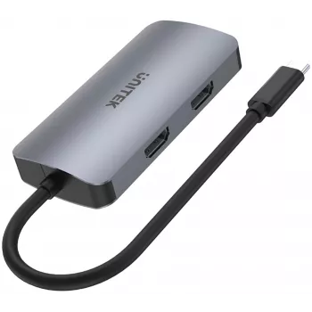 Unitek D1051A hub USB-C con 1x USB 3.0, VGA, 2x HDMI, Power Delivery e MST