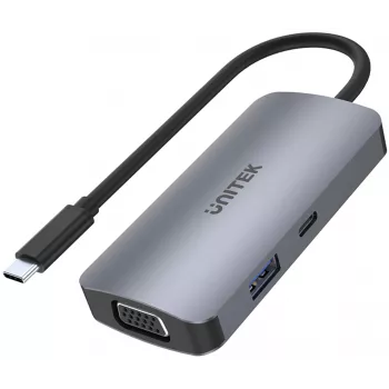 Unitek D1051A hub USB-C con 1x USB 3.0, VGA, 2x HDMI, Power Delivery e MST