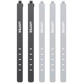 UNITEK FlexiTie Set di fascette in silicone per cavi, nero/grigio