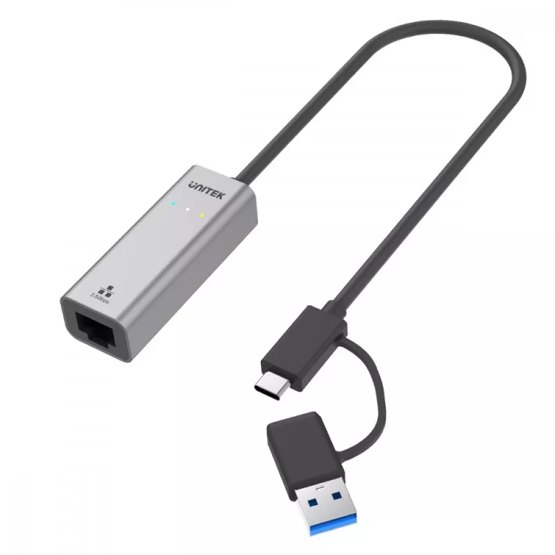 UNITEK Adattatore USB-A/C 3.1 Gen 1 a RJ45 2.5 Gigabit Ethernet U1313C