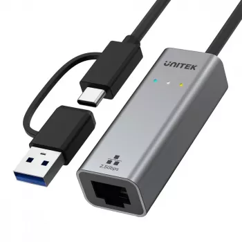 UNITEK Adattatore USB-A/C 3.1 Gen 1 a RJ45 2.5 Gigabit Ethernet U1313C