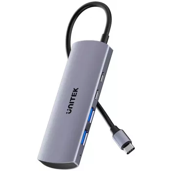 UNITEK Hub USB-C 4-in-1 USB-C 10 Gbps, 2x USB-A e 2x USB-C, Space Grey