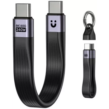UNITEK cavo portachiavi USB4 USB-C a USB-C 40Gbps 240W PD 8K 13 cm nero
