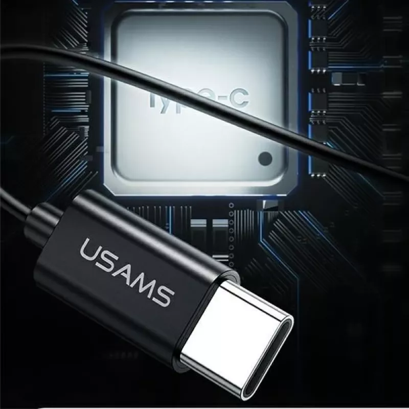 USAMS EP-43 auricolari stereo USB-C in metallo con microfono, nero