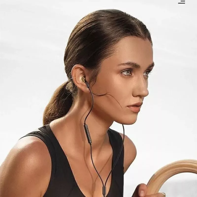 USAMS EP-43 auricolari stereo USB-C in metallo con microfono, nero