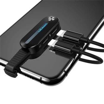 USAMS Adattatore doppio Lightning con luce LED SJ357 nero