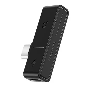USAMS SJ386 Adattatore di ricarica e audio Type-C+3.5mm nero