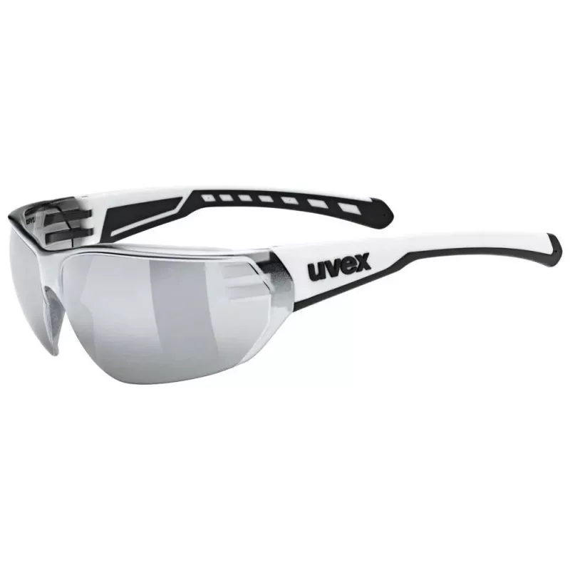 UVEX Equate occhiali da ciclismo, bianco opaco / specchio argento