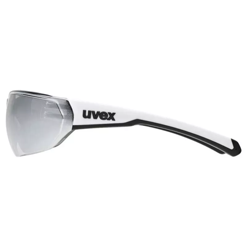 UVEX Equate occhiali da ciclismo, bianco opaco / specchio argento