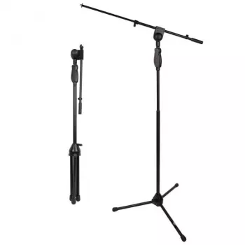 V-TONE DELUXE M1 Solo asta microfono con braccio e base treppiede, regolabile in altezza 900-1600 mm, nero