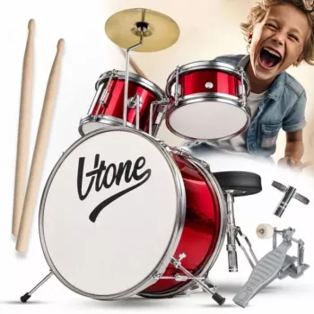 V-TONE VDJR 1 RD Mini batteria acustica 3 pezzi rosso set junior con trono e bacchette