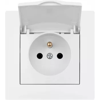 VCX WESA LC 52 presa singola con contatto di protezione e coperchio a ribalta, montaggio a parete, IP44, 16A, bianco